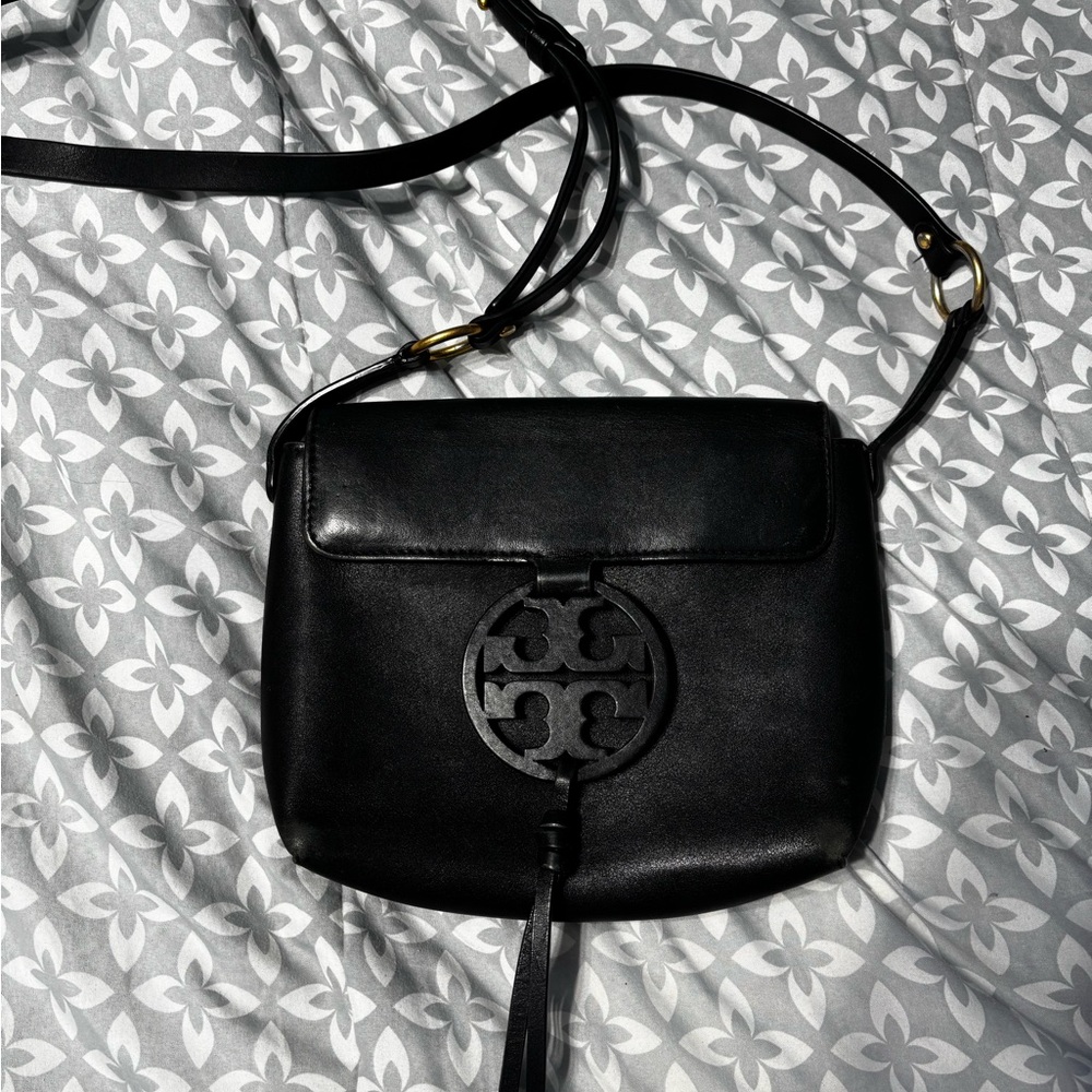 Tory Burch Black Crossbody Bag with Logo Accent
